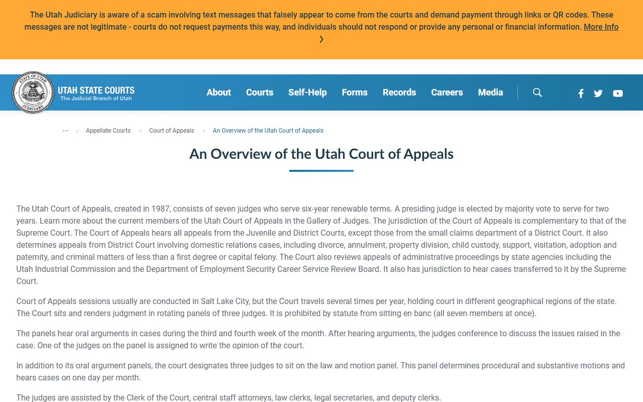 Utah Court of Appeals overview for Davis County appellate cases