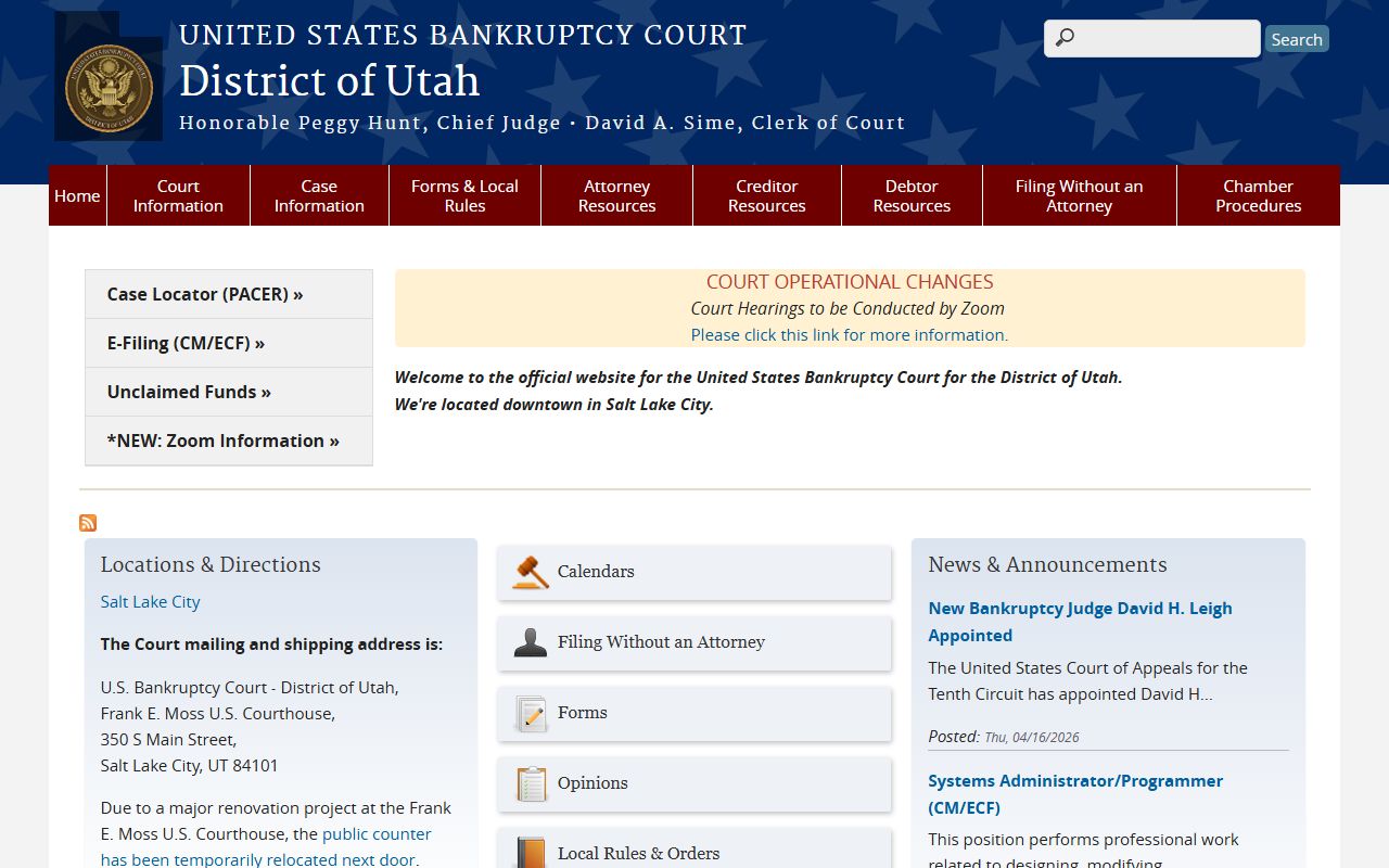 U.S. Bankruptcy Court for the District of Utah dockets for Davis County cases