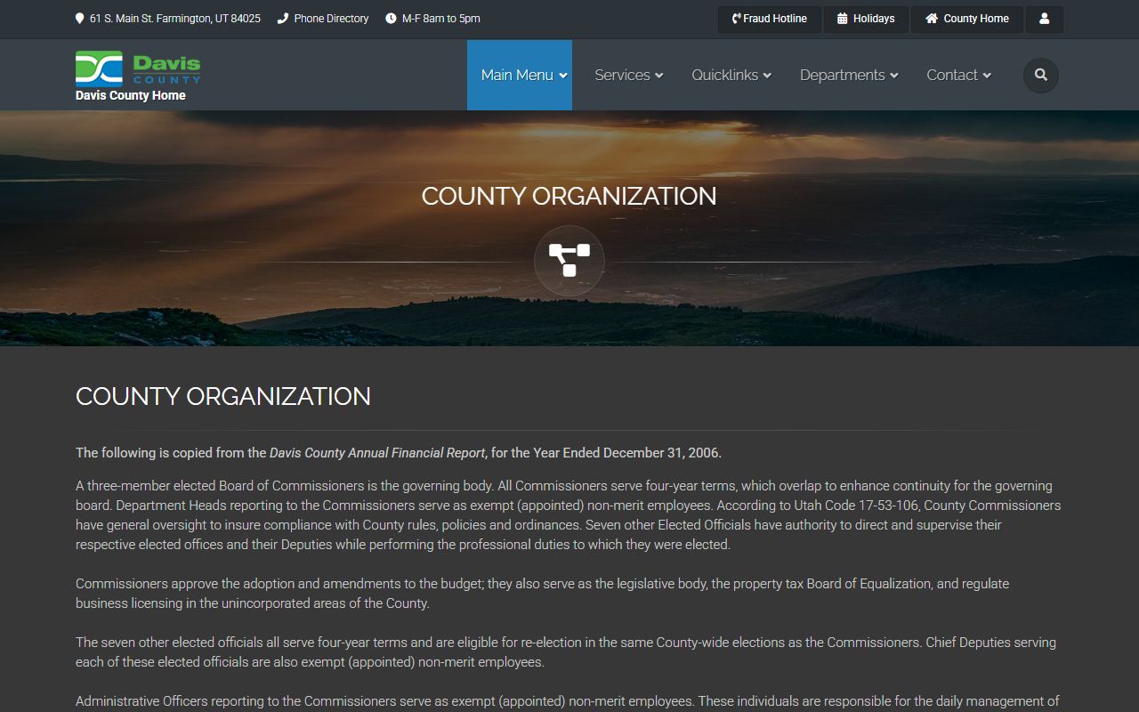 Davis County organization page explaining county records offices in Utah