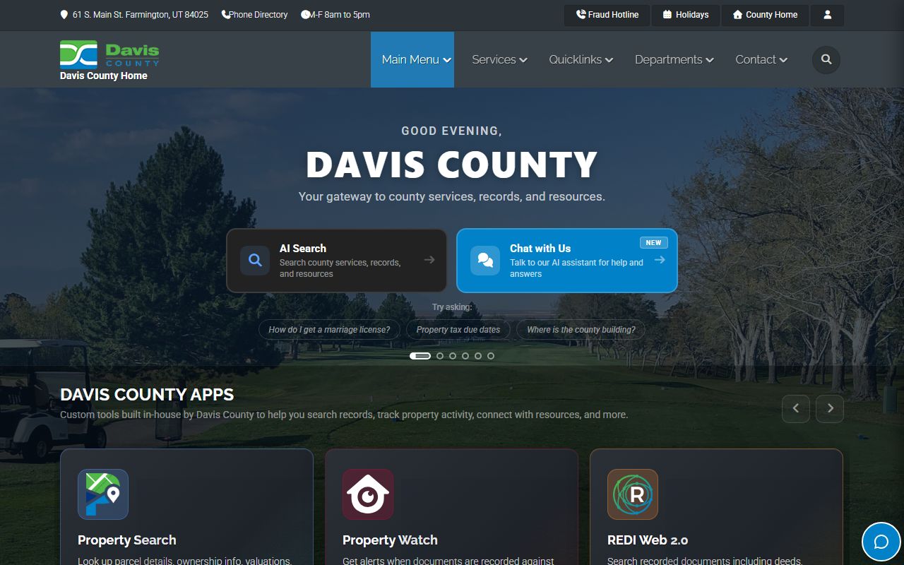 Davis County official homepage for court records in Utah