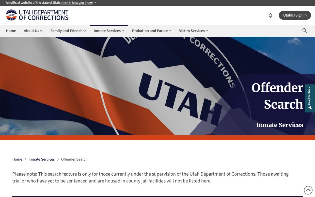 Utah Department of Corrections offender search for Davis County released inmates
